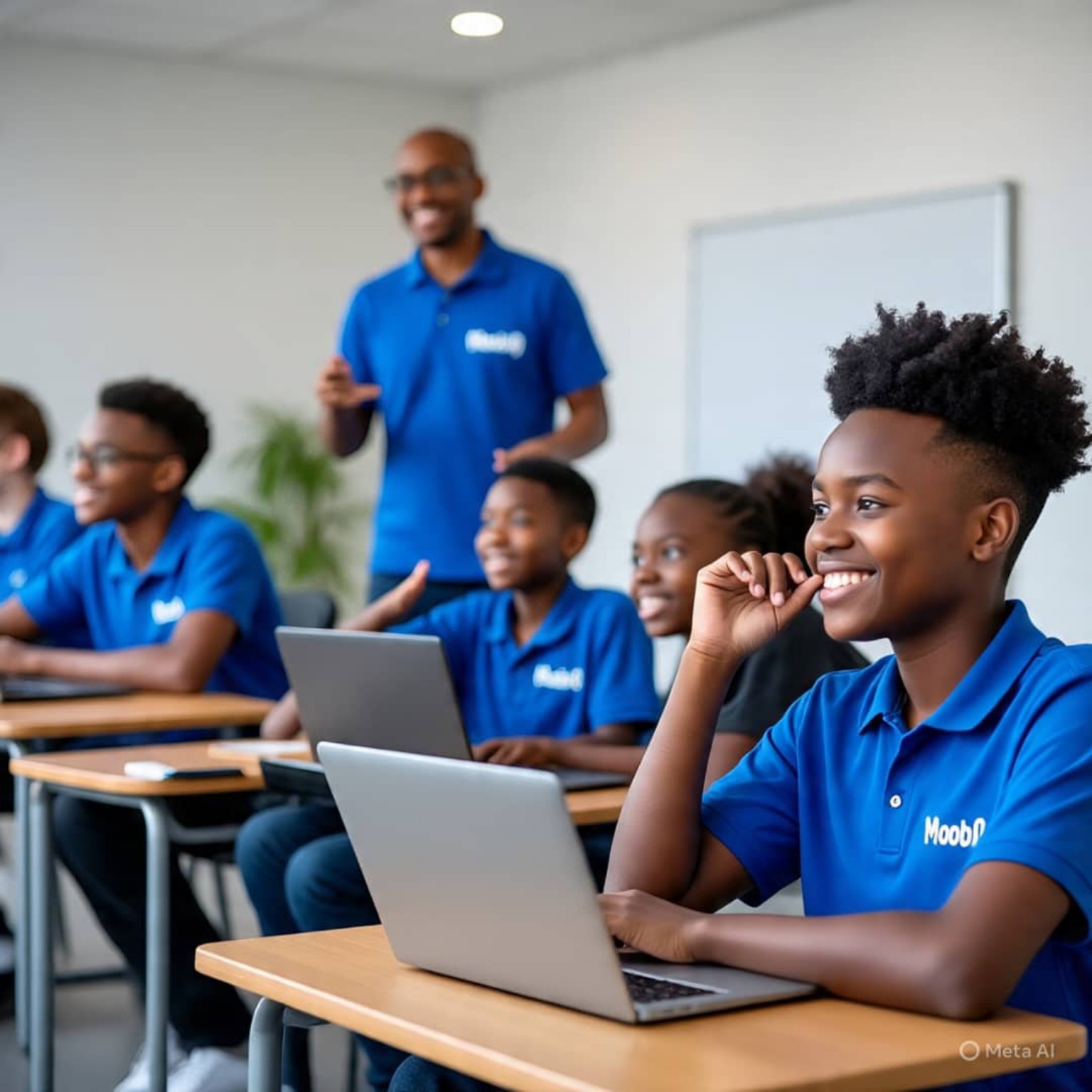 Students learning digital skills in a classroom
